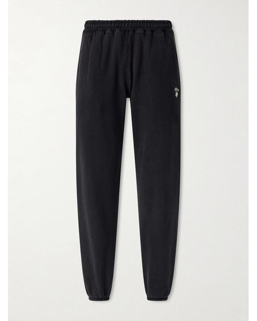 CHERRY LA Blue Tapered Logo-embroidered Cotton-jersey Sweatpants for men