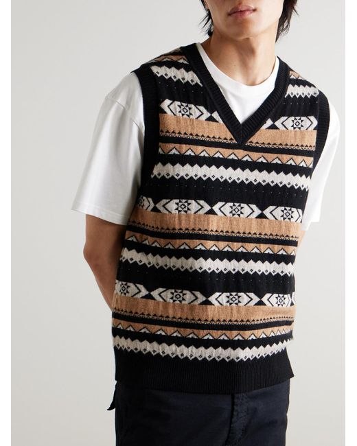 MANAAKI Ärmelloser Pullover aus Jacquard-Strick aus einer Merinowoll-Kaschmirmischung in Black für Herren