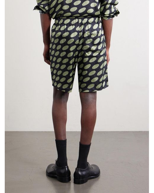 Dries Van Noten Black Straight-leg Printed Twill Shorts for men