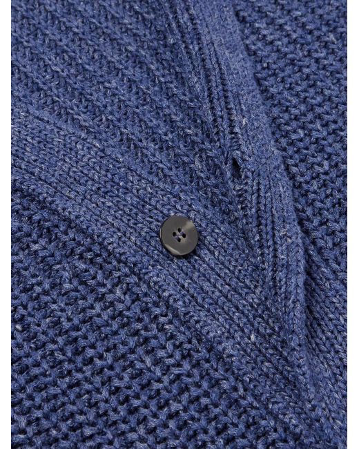 Federico Curradi Blue Ribbed Linen Cardigan for men