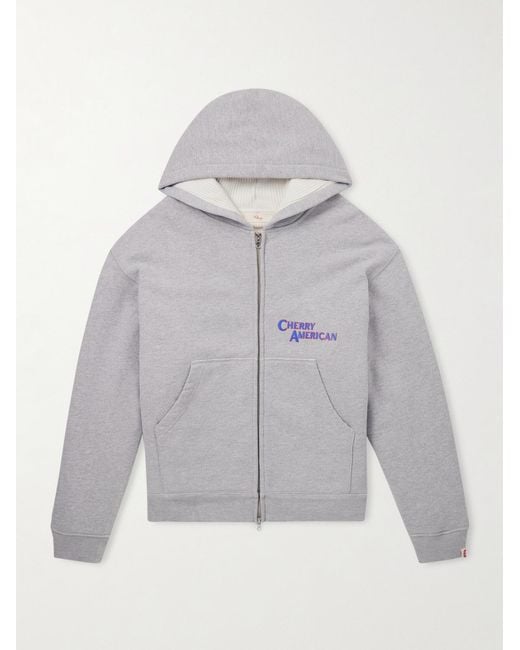 CHERRY LA Gray Logo-Print Cotton-Blend Jersey Zip-Up Hoodie for men