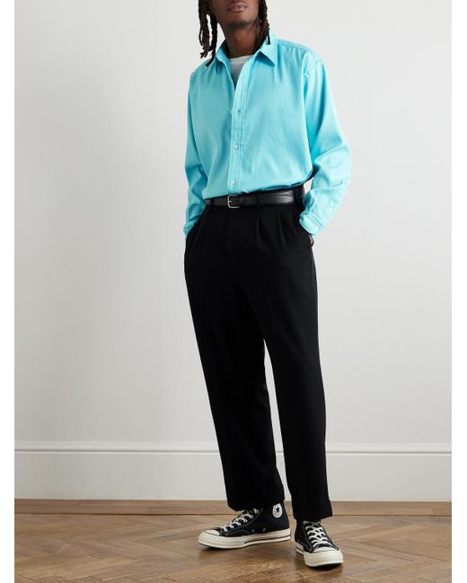 Cotton-Twill Shirt di A.PRESSE in Blue da Uomo