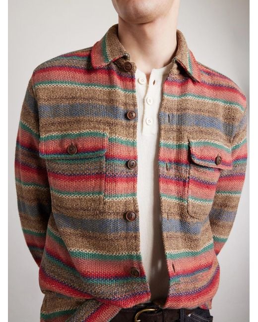 RRL Multicolor Matlock Striped Linen And Silk-Blend Shirt for men
