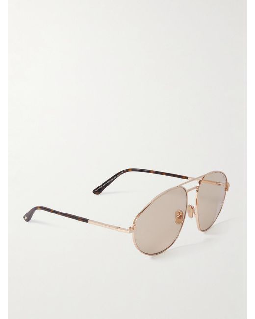 Tom Ford Natural Ken Aviator-style Rose Gold-tone Sunglasses for men