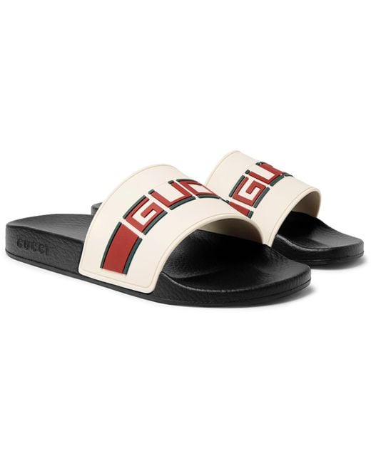 Gucci White Stripe Rubber Slide Sandal for men
