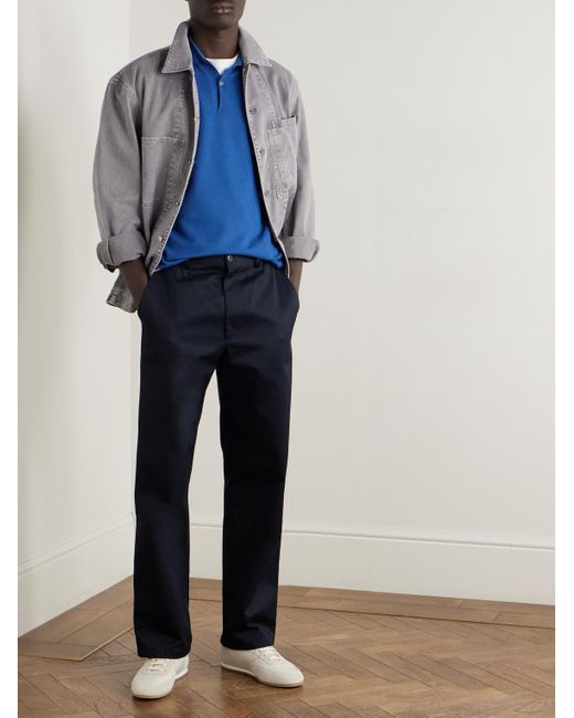 John Smedley Blue 14.Singular Wool-Piqué Polo Shirt for men