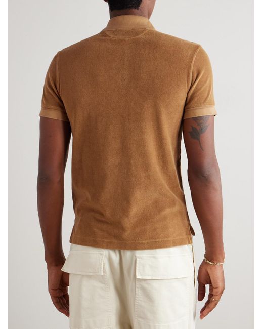 Tom Ford Brown Slim-fit Cotton-blend Terry Polo Shirt for men