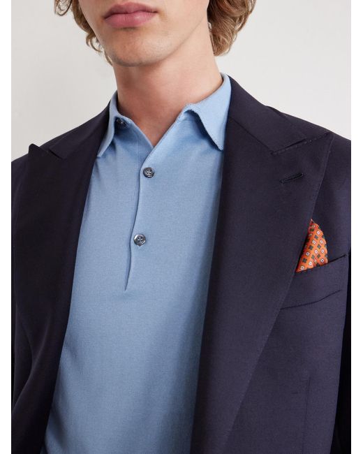 John Smedley Blue Adrian Slim-Fit Sea Island Cotton Polo Shirt for men
