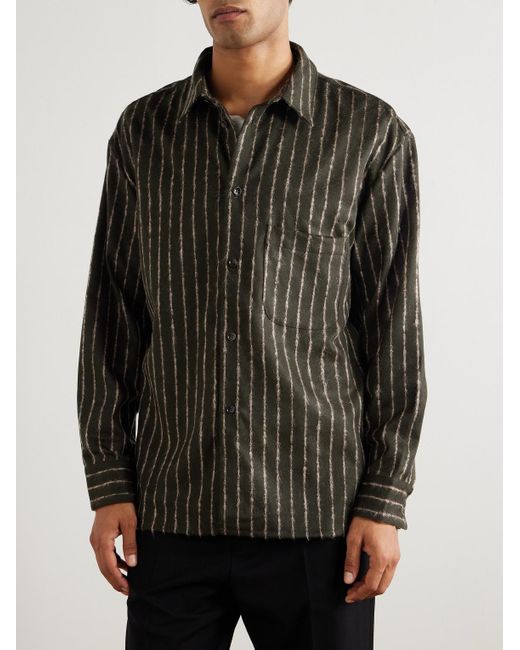 A Kind Of Guise Gray Gusto Striped Virgin Wool-Blend Shirt for men