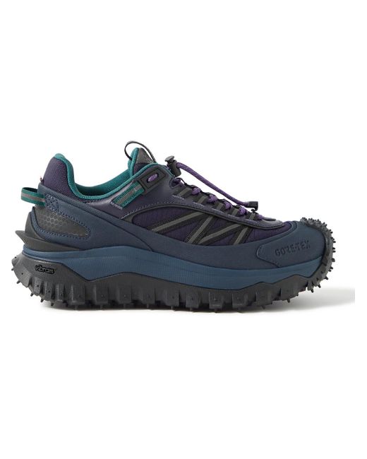 Moncler Blue Ibex Leather And Webbing Trimmed Ripstop Gore-tex Sneakers for men