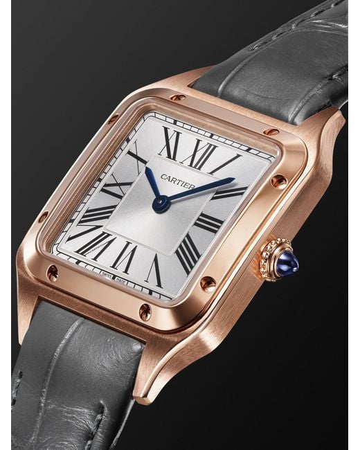 Cartier Black Santos-Dumont Small 18-Karat Rose Watch, Ref. Wssa0086 for men