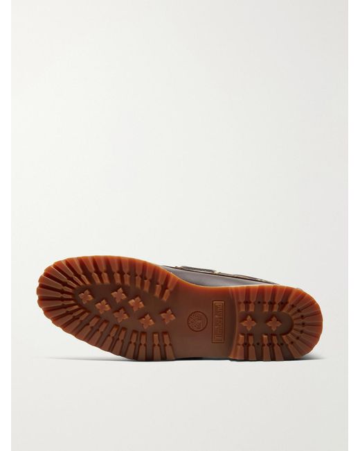 Timberland Brown Authentic 3-Eye Lug Leather Boat Shoes for men