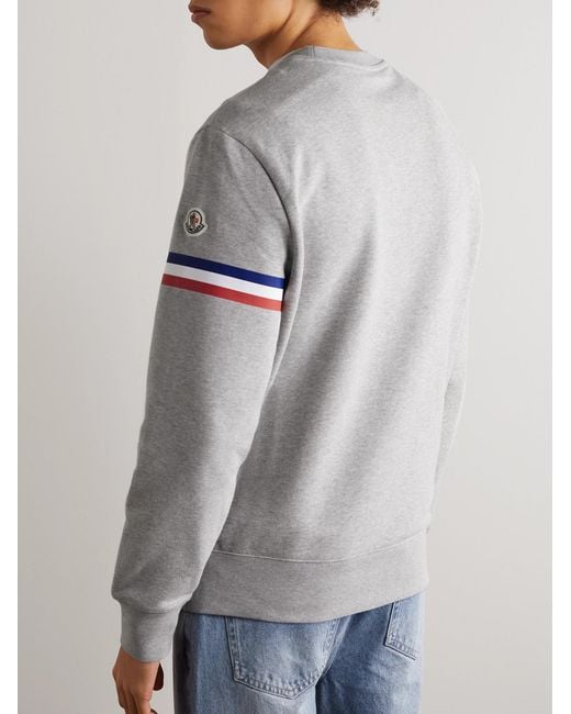 Moncler Gray Logo-Print Striped Cotton-Jersey Sweatshirt for men