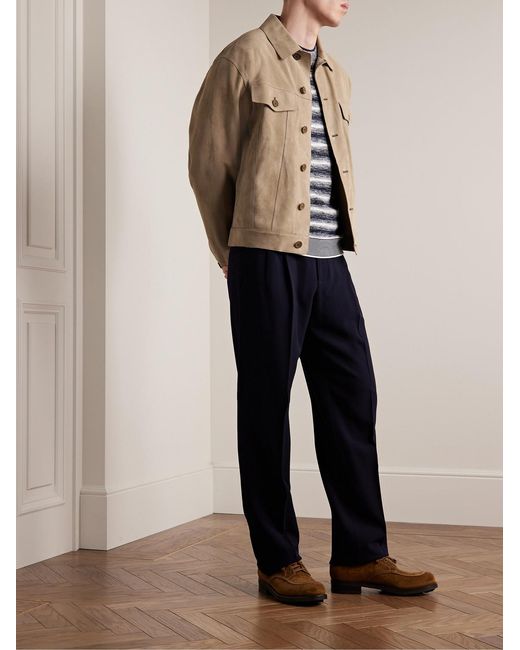 Giorgio Armani Natural Slim-Fit Suede Trucker Jacket for men