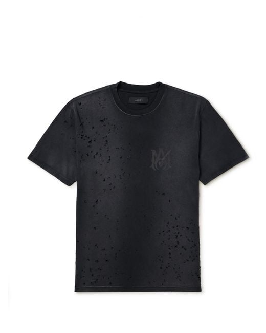 Amiri Black Shotgun Logo-print Distressed Cotton-jersey T-shirt for men