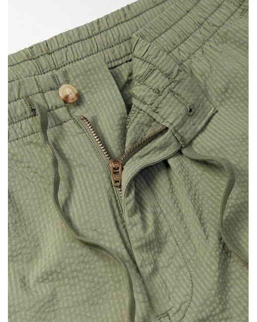 Polo Ralph Lauren Green Straight-Leg Cotton-Blend Seersucker Drawstring Shorts for men