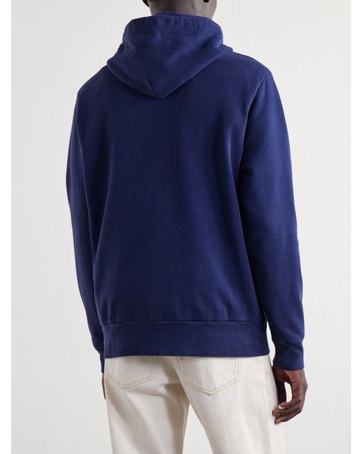 Polo Ralph Lauren Blue Logo-Embroidered Cotton-Jersey Hoodie for men