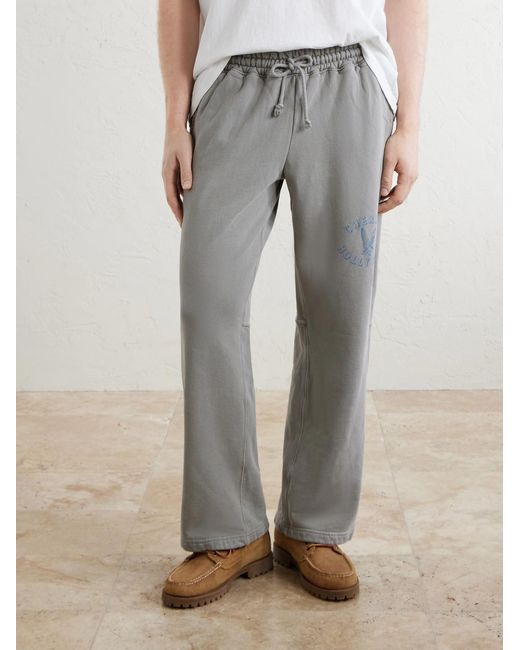 CHERRY LA Gray Wide-Leg Cotton-Fleece Sweatpants for men