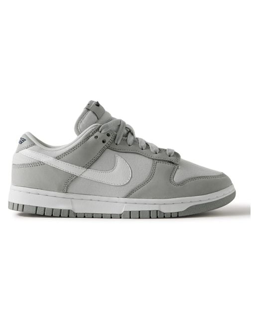 Nike Gray Dunk Low Lx Leather And Suede-trimmed Drill Sneakers for men
