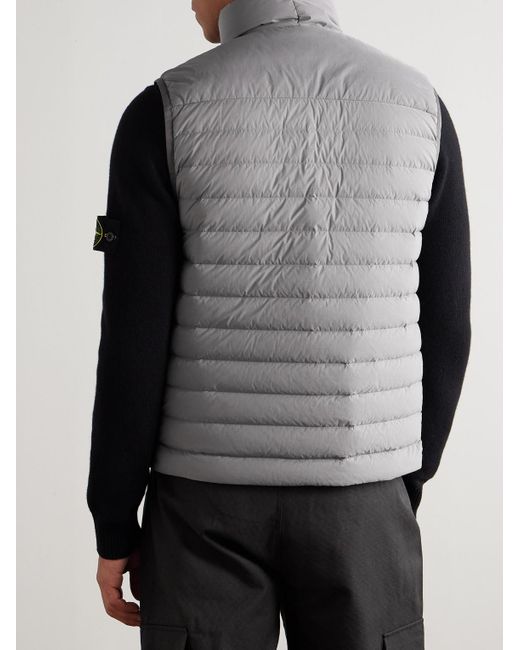 Stone Island Daunenweste aus gestepptem Stretch-Shell mit Logodetail in Gray für Herren