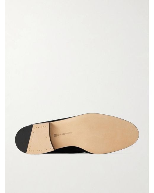 Edward Green Black Polperro Leather-trimmed Suede Penny Loafers for men