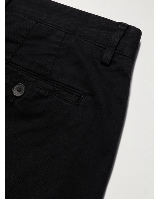 Mr P. Black Straight-Leg Garment-Dyed Cotton-Blend Twill Bermuda Shorts for men