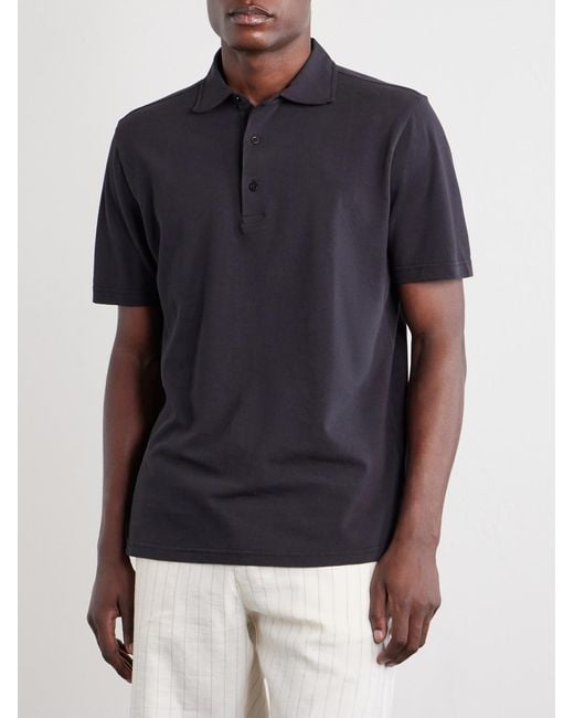 Frescobol Carioca Black Luca Cotton-piqué Polo Shirt for men