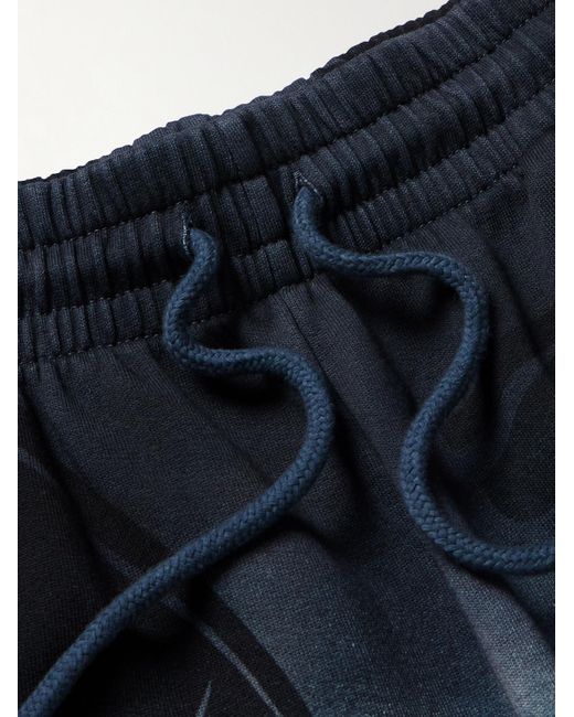 Dries Van Noten Gerade geschnittene Shorts aus Baumwoll-Jersey mit Print und Kordelzugbund in Blue für Herren