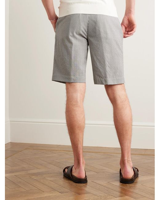 Loro Piana Gray Straight-Leg Striped Wool-Blend Shorts for men