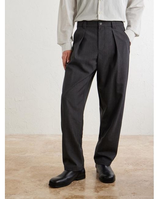 A.P.C. Gray Renato Wide-Leg Pleated Twill Trousers for men