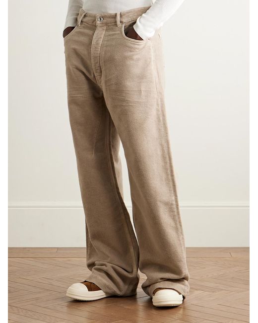 Rick Owens Natural Geth Wide-Leg Brushed-Cotton Trousers for men