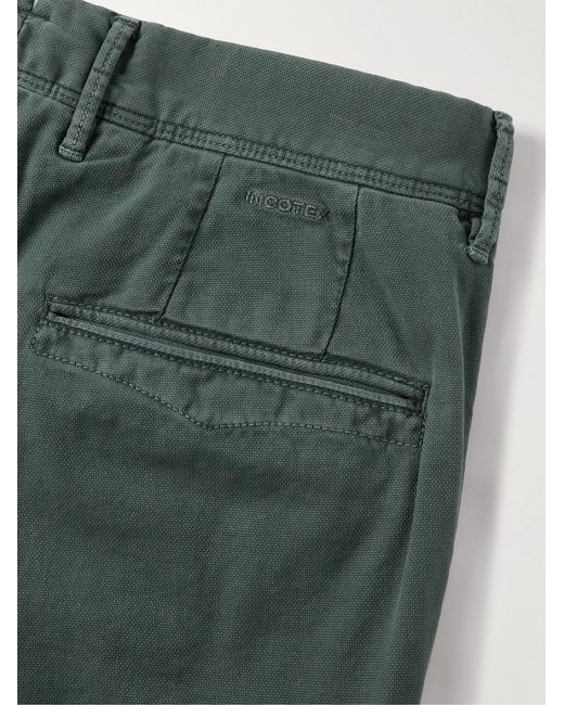 Slowear Green Slim-Fit Panama Stretch-Cotton Canvas Trousers for men