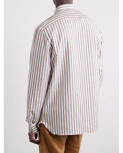 Rubinacci White Striped Linen Shirt for men