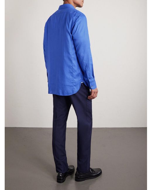 Tom Ford Blue Lyocell-Gabardine Shirt for men