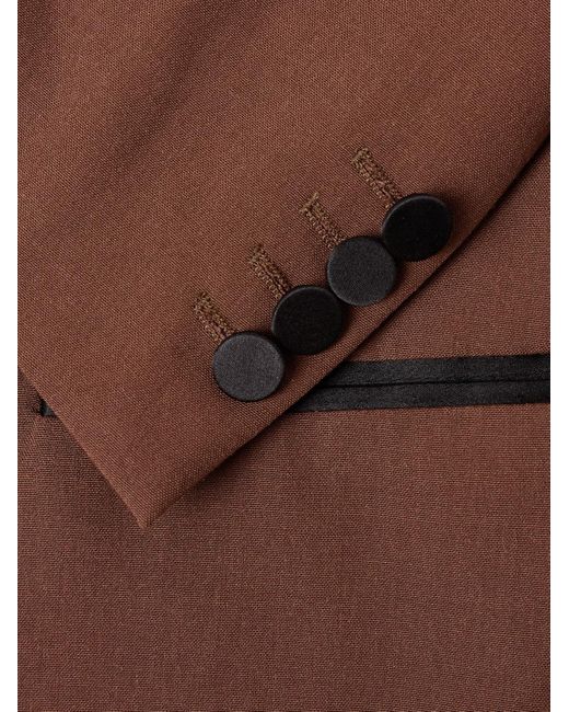 Dries Van Noten Brown Slim-fit Satin-trimmed Wool-blend Tuxedo for men