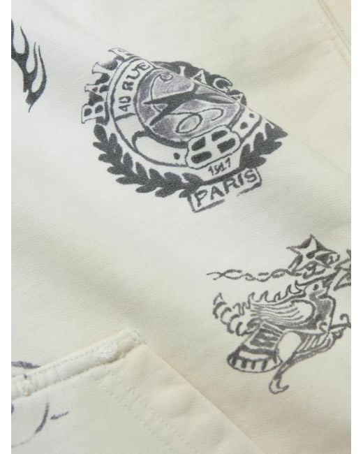 Balenciaga White Tat Printed Distressed Cotton-jersey Zip-up Hoodie for men