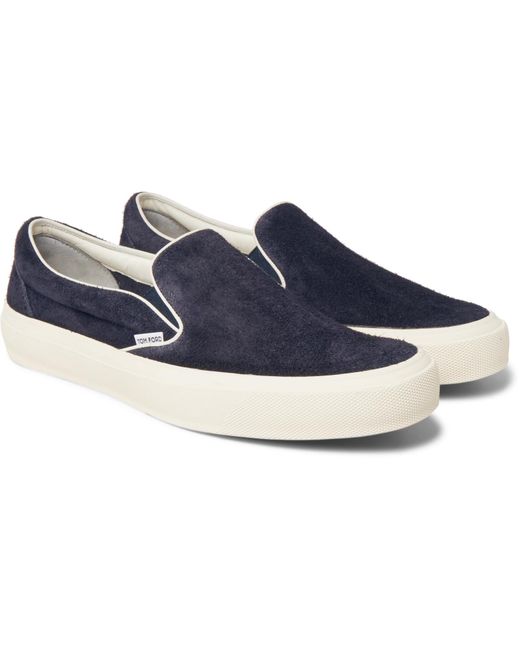 Tom Ford Blue Cambridge Suede Slip-on Sneakers for men