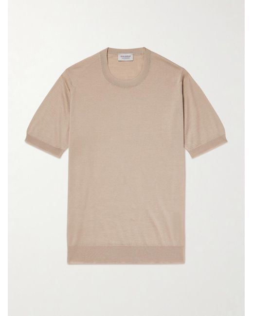 John Smedley Natural Hilcote Merino Wool And Sea Island Cotton-blend T-shirt for men