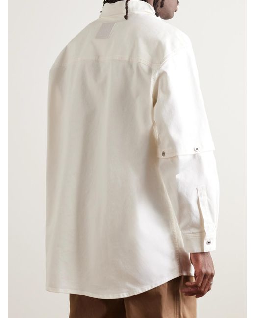 Off-White c/o Virgil Abloh Natural 90s Oversized Logo-embroidered Convertible Denim Shirt for men