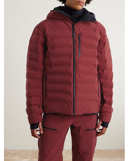 Aztech Mountain Red Pyramid Quilted Hooded Ski Jacket for men