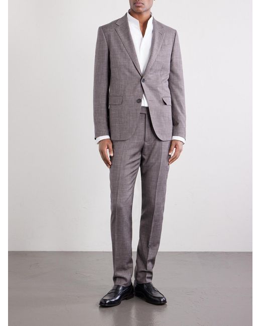 Zegna Purple Prince Of Wales Checked Wool, Silk And Linen-Blend Suit Jacket for men