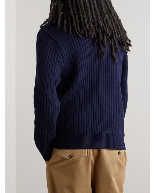 Aimé Leon Dore Rollkragenpullover aus einer Merinowoll-Baumwollmischung in Rippstrick in Blue für Herren