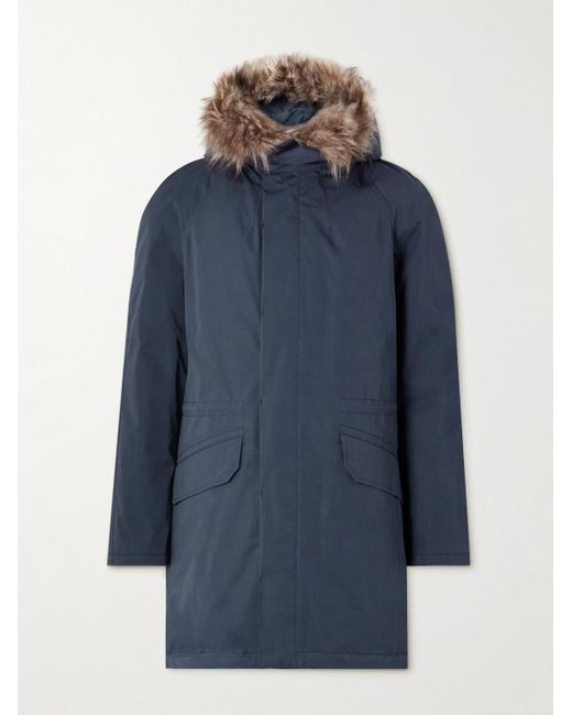 Yves Salomon Blue Iconic Shearling-Trimmed Padded Cotton-Blend Twill Down Parka for men