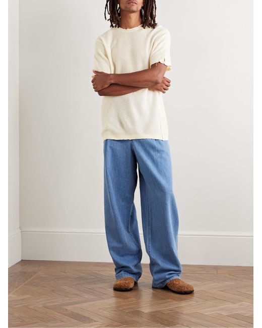 God's True Cashmere Natural Bubble Distressed Cashmere-Gauze T-Shirt for men