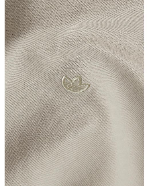 Adidas Originals Gray Logo-embroidered Organic Cotton-jersey Hoodie for men
