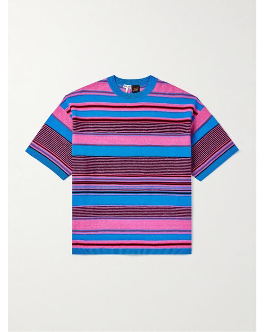 Loewe Blue Paula's Ibiza Striped Cotton And Linen-blend T-shirt for men