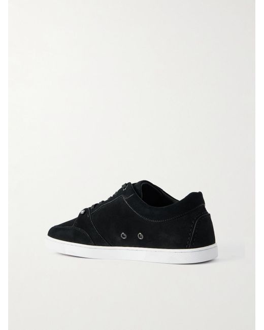 Christian Louboutin Black Chambelisneak Panelled Suede Sneakers for men