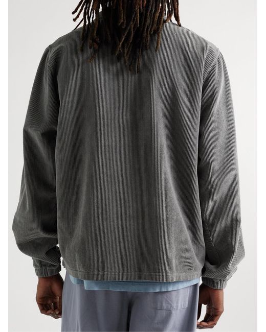 Les Tien Gray Yacht Cotton-Corduroy Half-Zip Sweatshirt for men