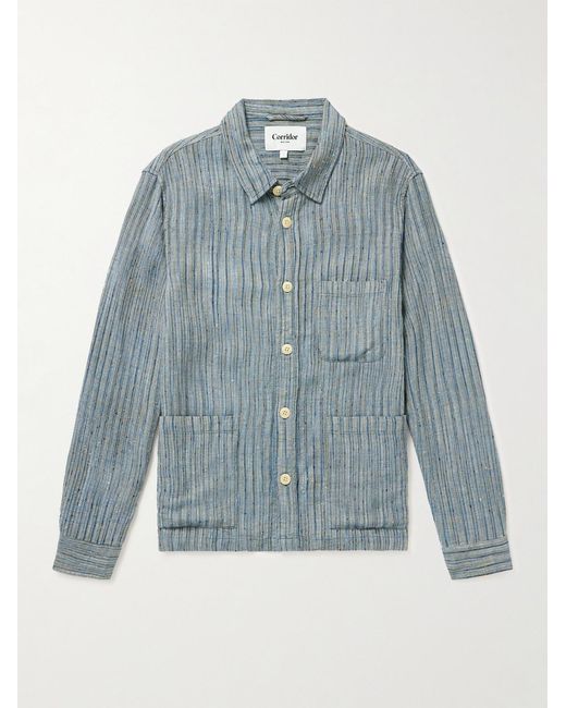 Corridor NYC Blue Beachside Striped Jacquard Shirt for men
