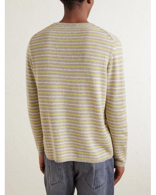Auralee Natural Summer Striped Cashmere Sweater for men